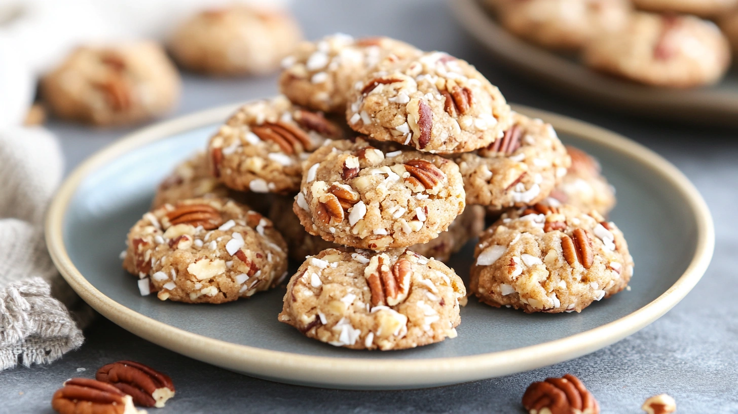 No-Bake Coconut Pecan Praline Cookies