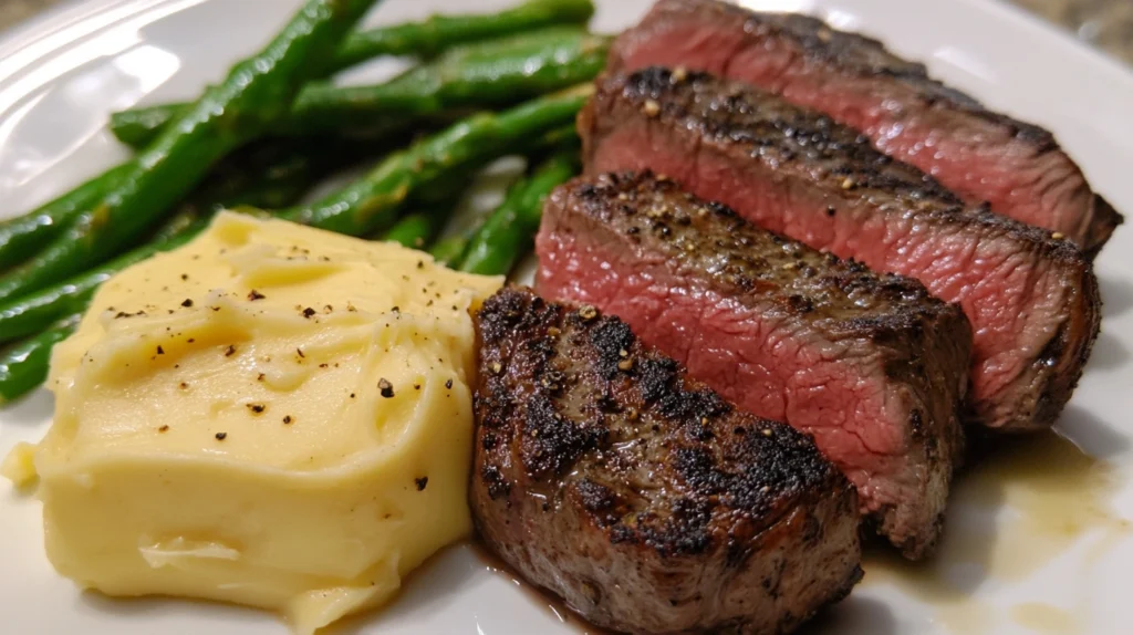 Simple Steak Butter Recipe with mashed potato