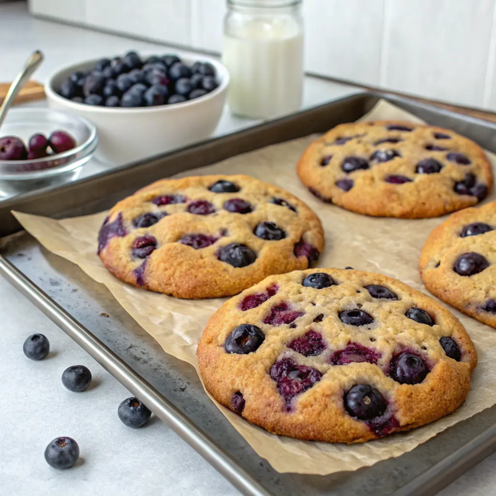 Soft and chewy lemon blueberry cookies