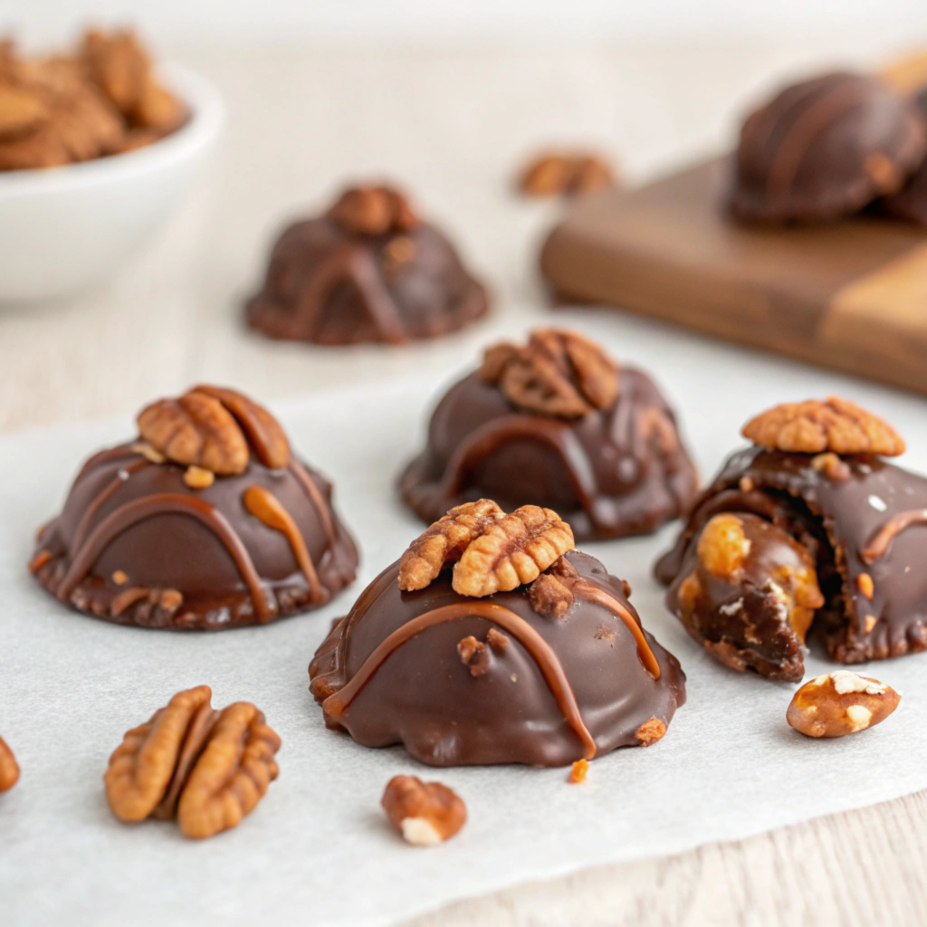 Chocolate Pecan Turtle Clusters