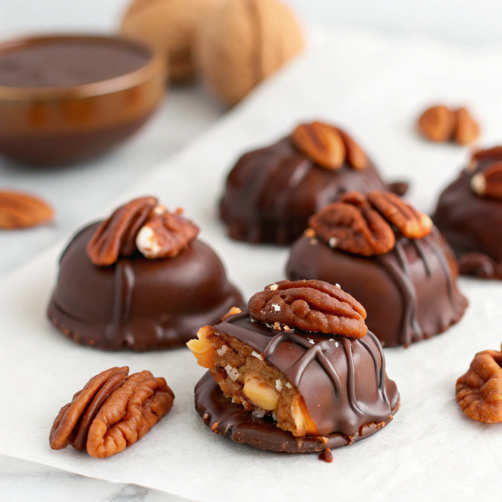 Chocolate Pecan Turtle Clusters