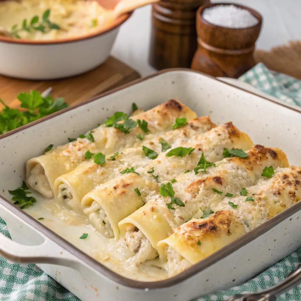 Chicken Alfredo Lasagna Roll-Ups 