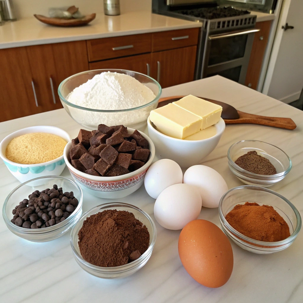 ingredients for chocolat muffins