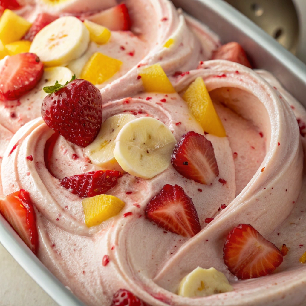 strawberry banana ice cream before freezing