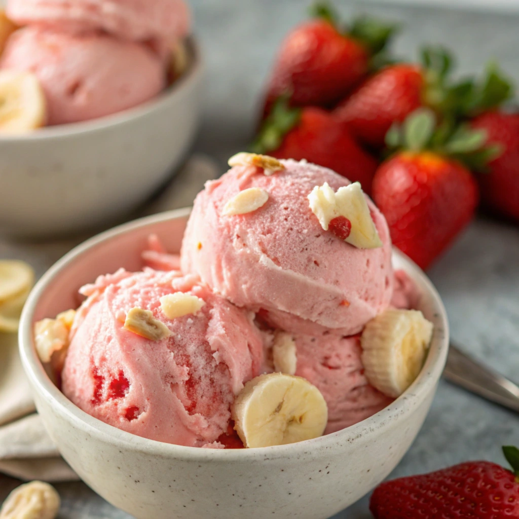 strawberry banana homemade ice cream