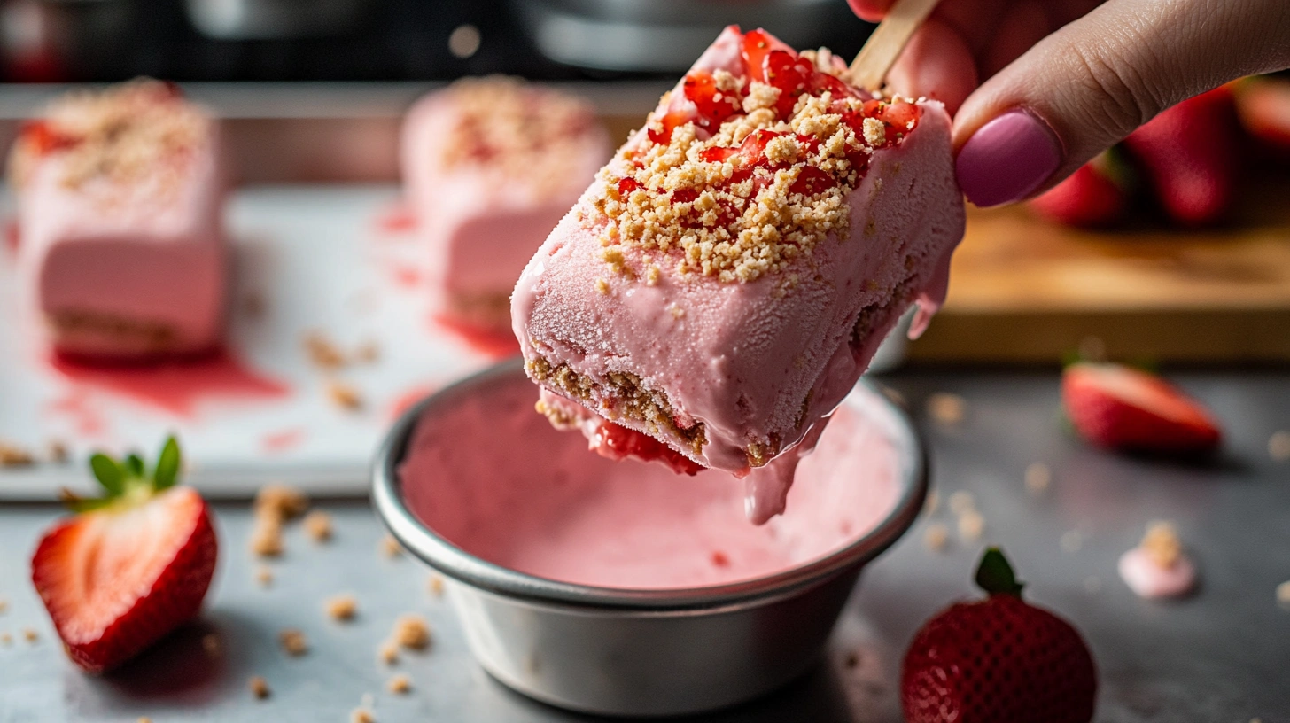 homemade strawberry ice cream bars