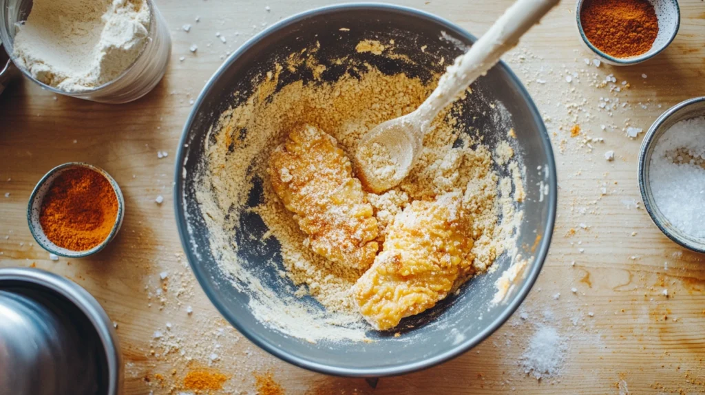 Seasoned flour and cornstarch mixture for crispy chicken coating.