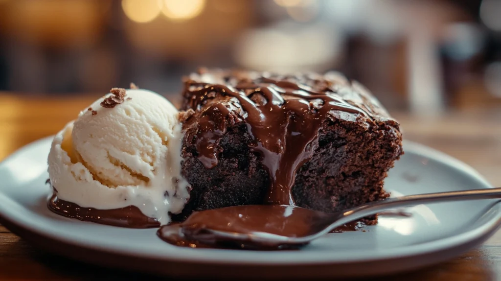 Serving Hot Fudge Brownie Bread with Ice Cream for the Perfect Treat