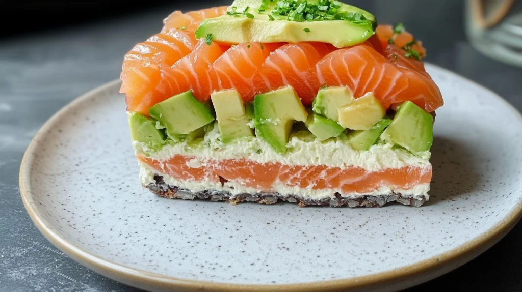 Sushi cake served