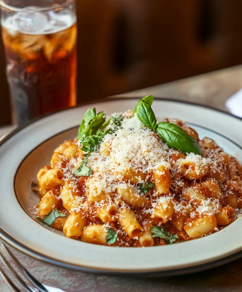 Ditalini pasta served with fresh Parmesan