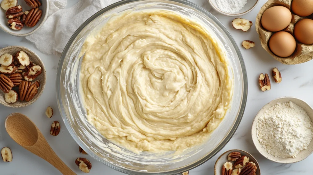 Preparing the Perfect Banana Pecan Cake Batter